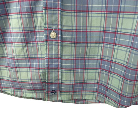 Vineyard Vines On The Go Performance Teal Pink Plaid Button Down Mens Small - Picture 3 of 6
